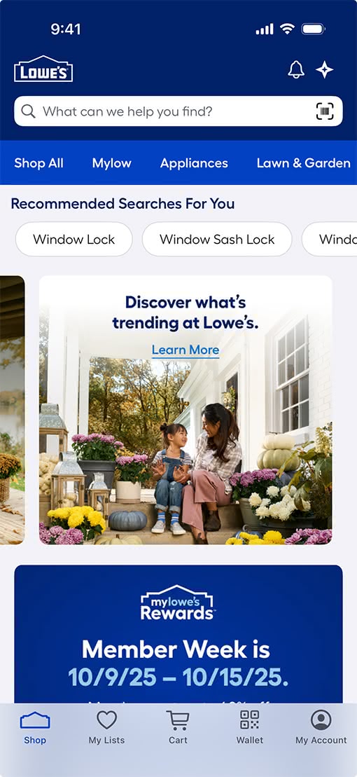 Lowe’s app interface before redesign