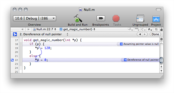 Text editor window showing a code flaw and its detail.